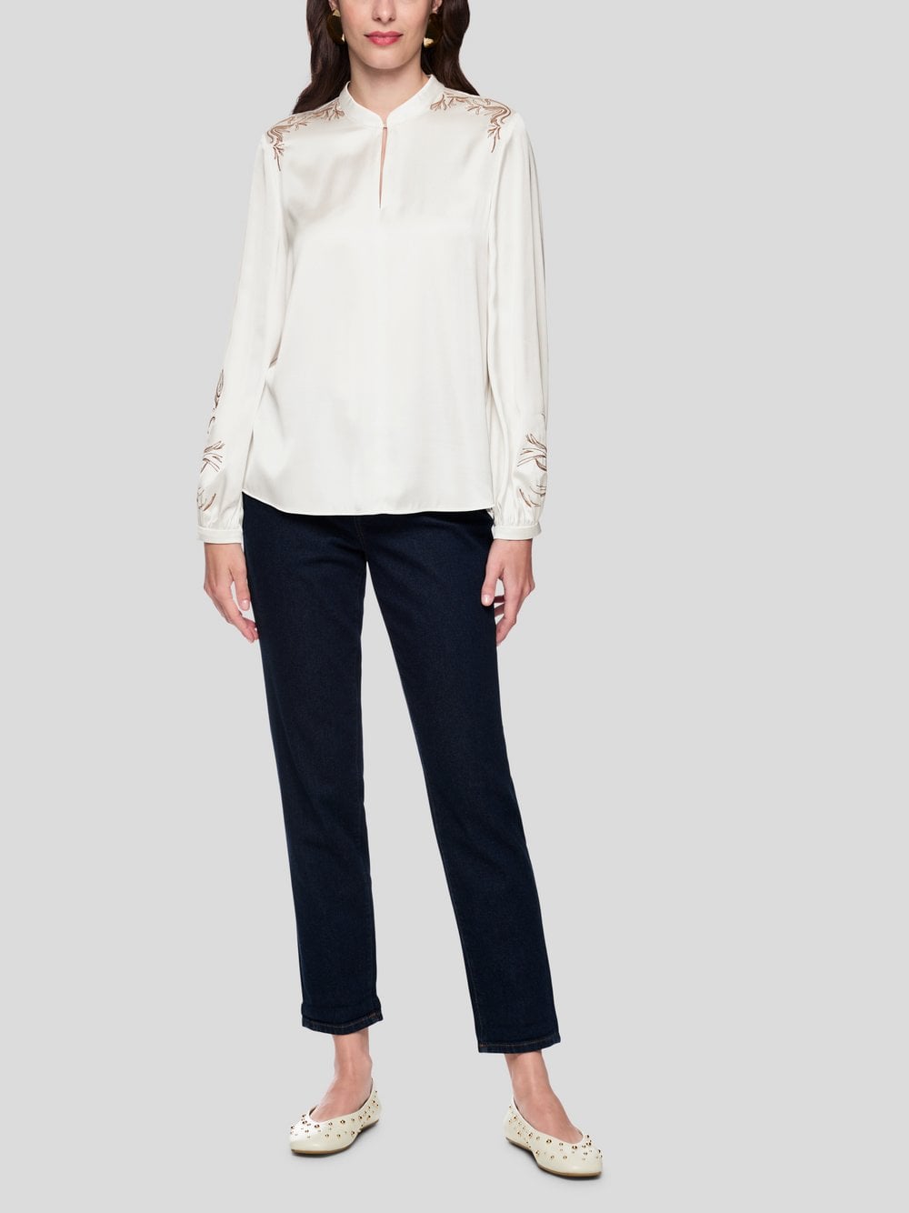 Marc Cain Bluse Damen Viskose weiß gemustert, 46