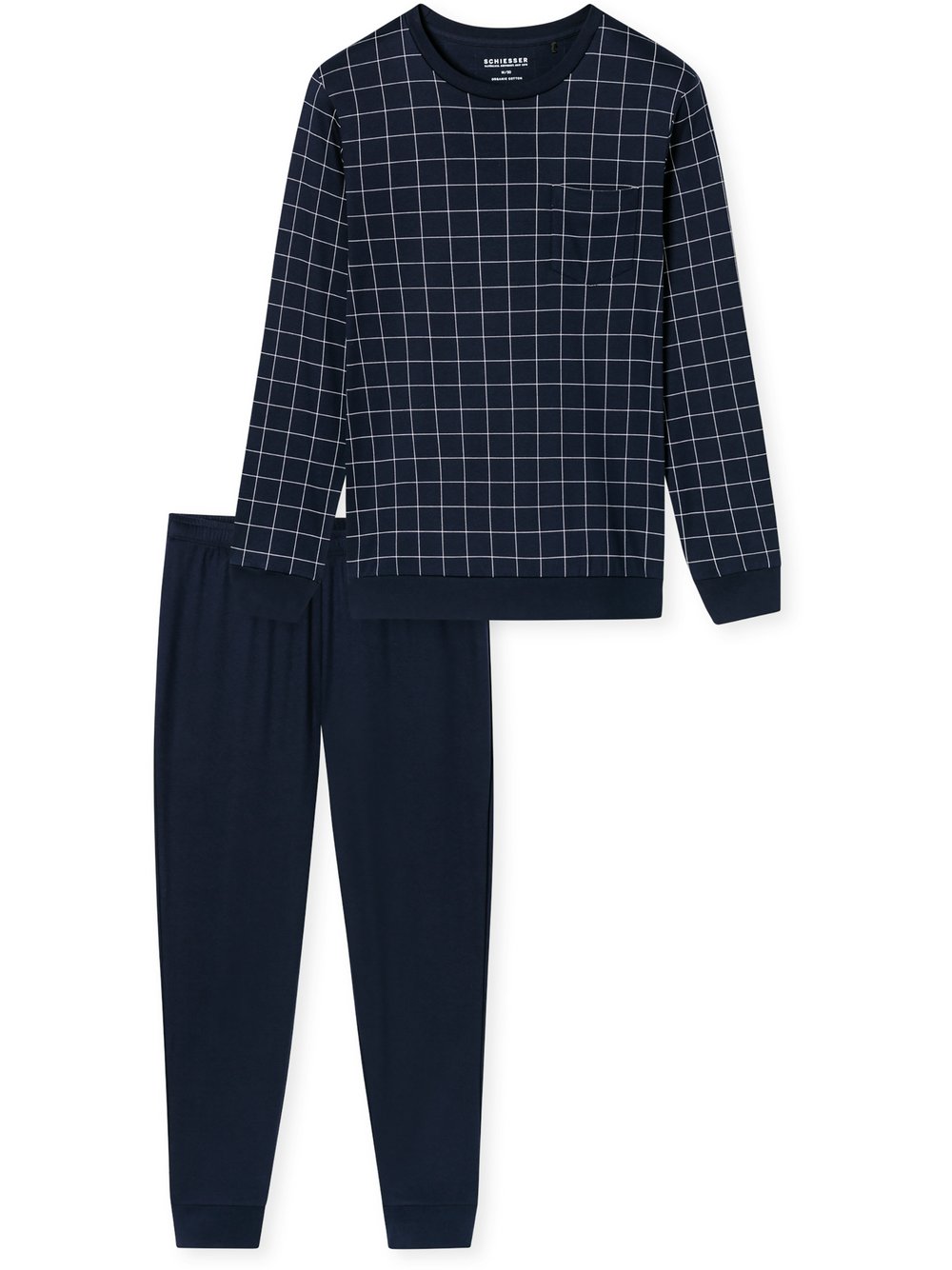 Thumbnail - Schiesser Pyjama  Herren Baumwolle blau bedruckt, 50