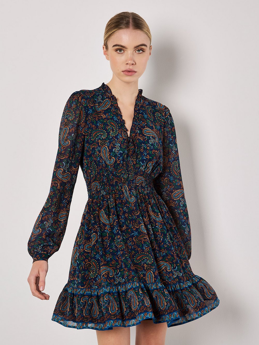 VAN GRAAF Apricot Damen Blau Minikleid Größe 34
