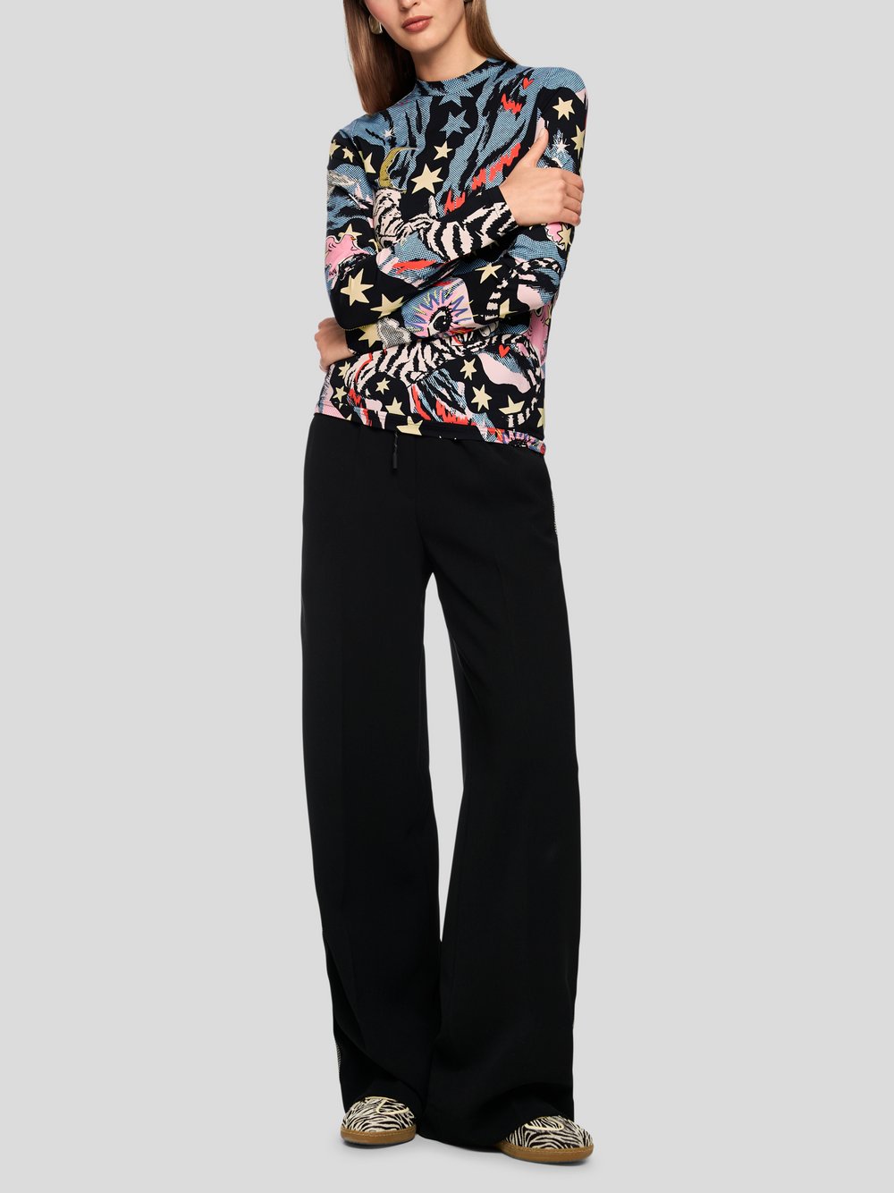 Marc Cain T-Shirt Damen Polyamid schwarz gemustert, 42