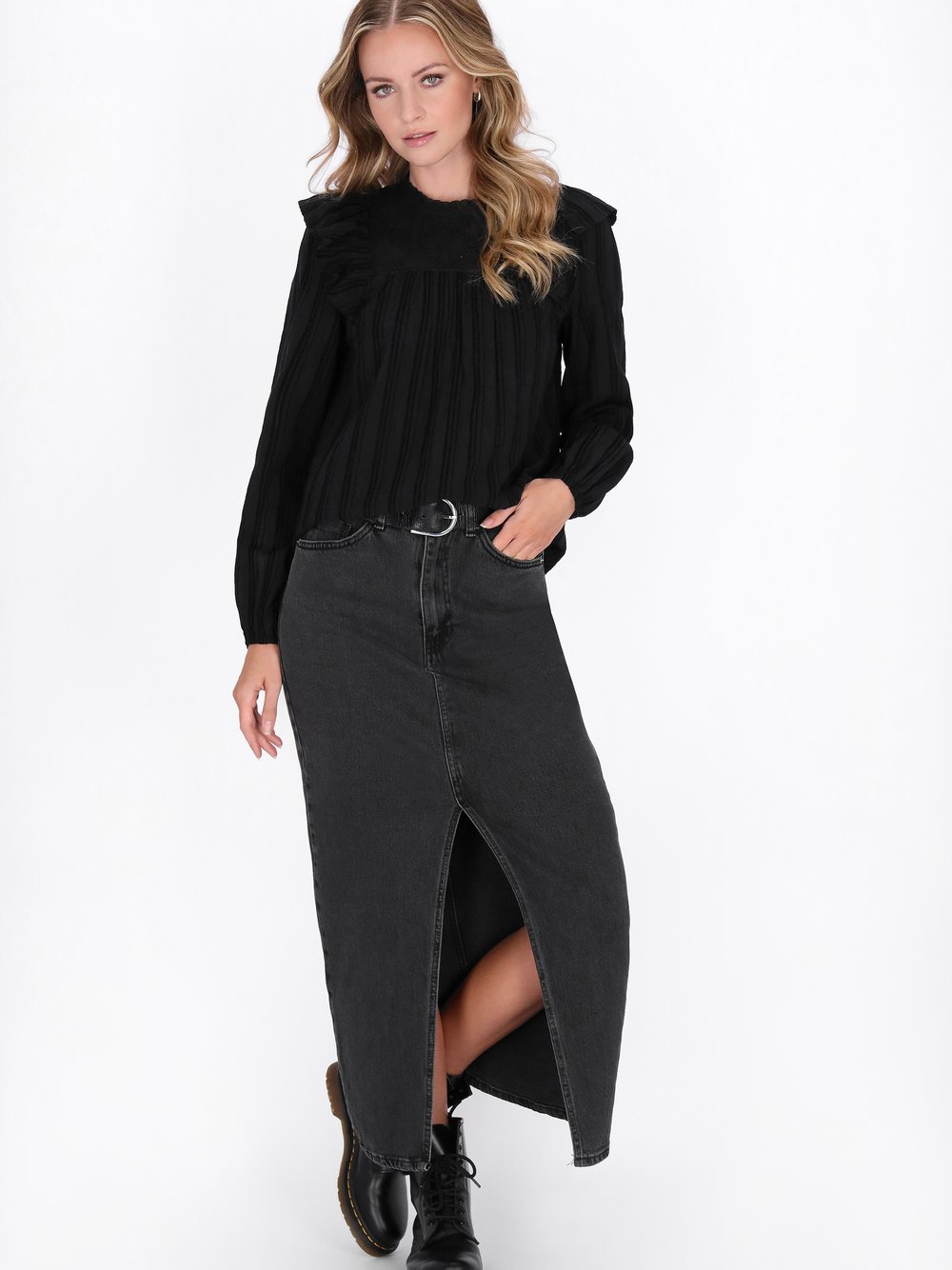 Dreimaster Bluse Damen Baumwolle schwarz gemustert, XS