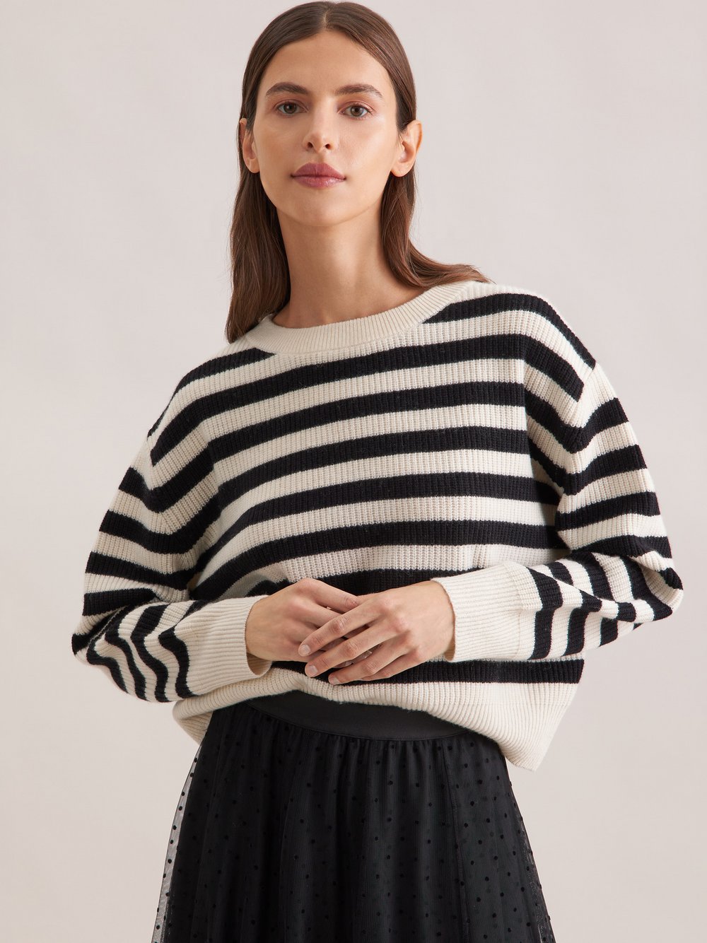 Thumbnail - Seidensticker Pullover Damen Lambswool schwarz gestreift, S