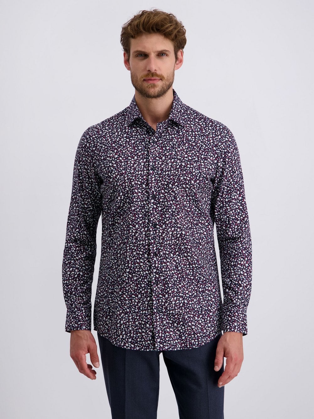 Pierre Cardin Hemd Kent Herren Regular Fit Baumwolle rot gepunktet, 42