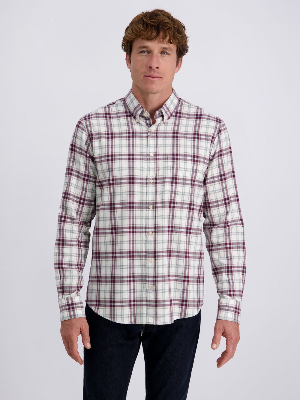 Pierre Cardin Hemd Herren Regular Fit Baumwolle rot kariert, M