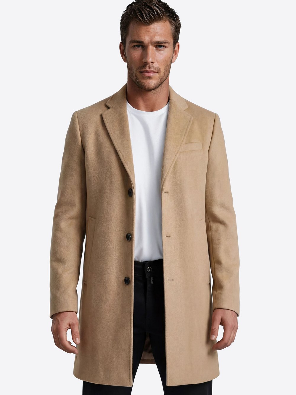 Pierre Cardin Mantel Herren Wolle braun, 54