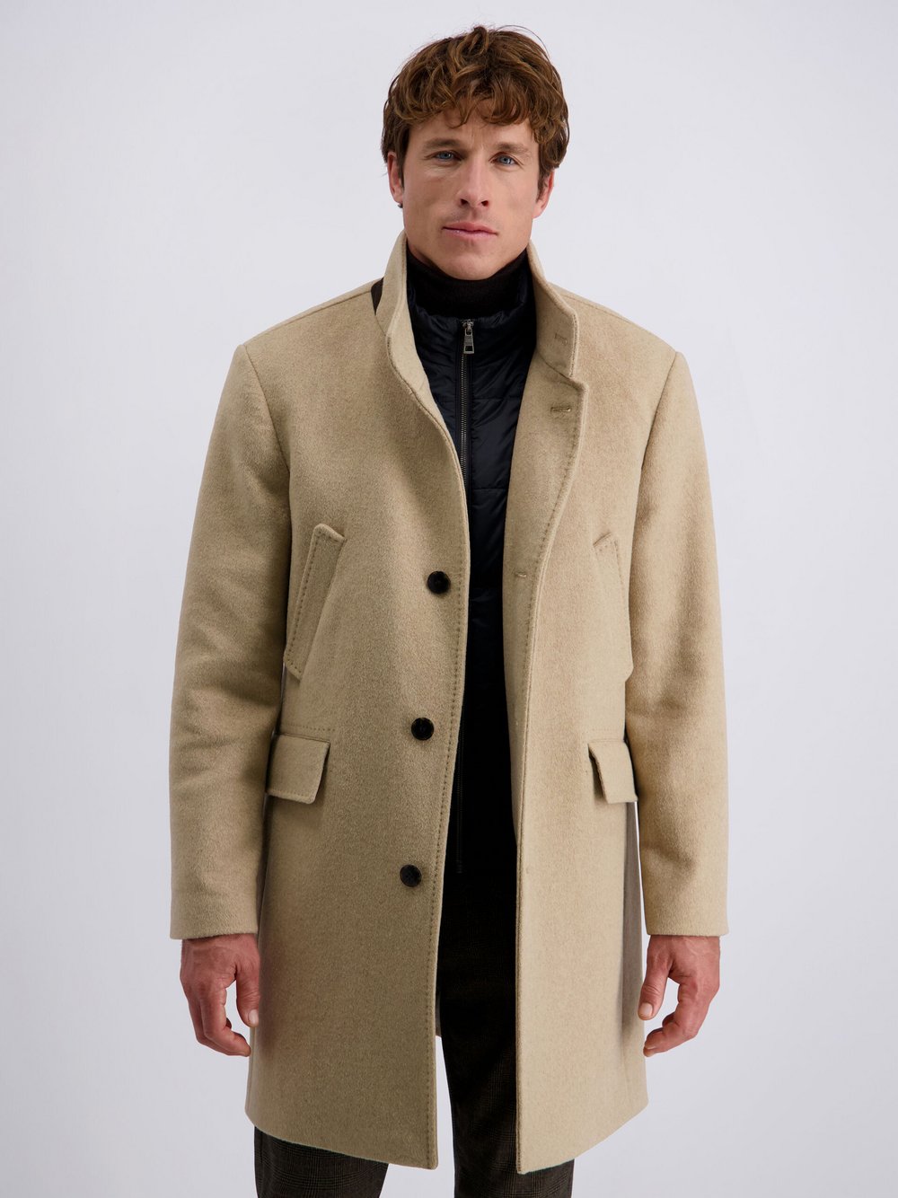 Pierre Cardin Mantel Herren Wolle grau, 48