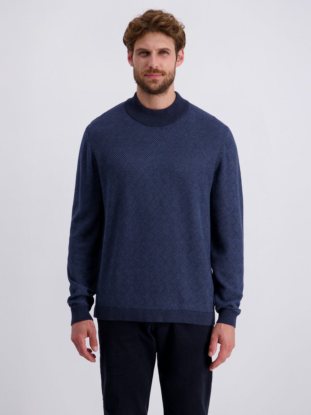 Pierre Cardin Pullover Herren Baumwolle blau gemustert, XXL