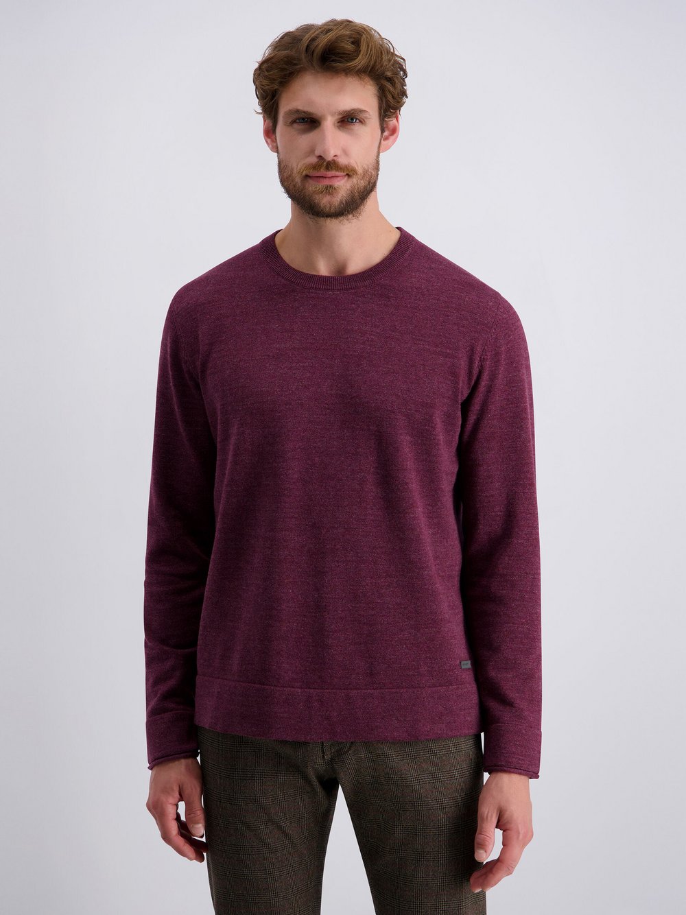 Pierre Cardin Pullover Herren Baumwolle rot meliert, L