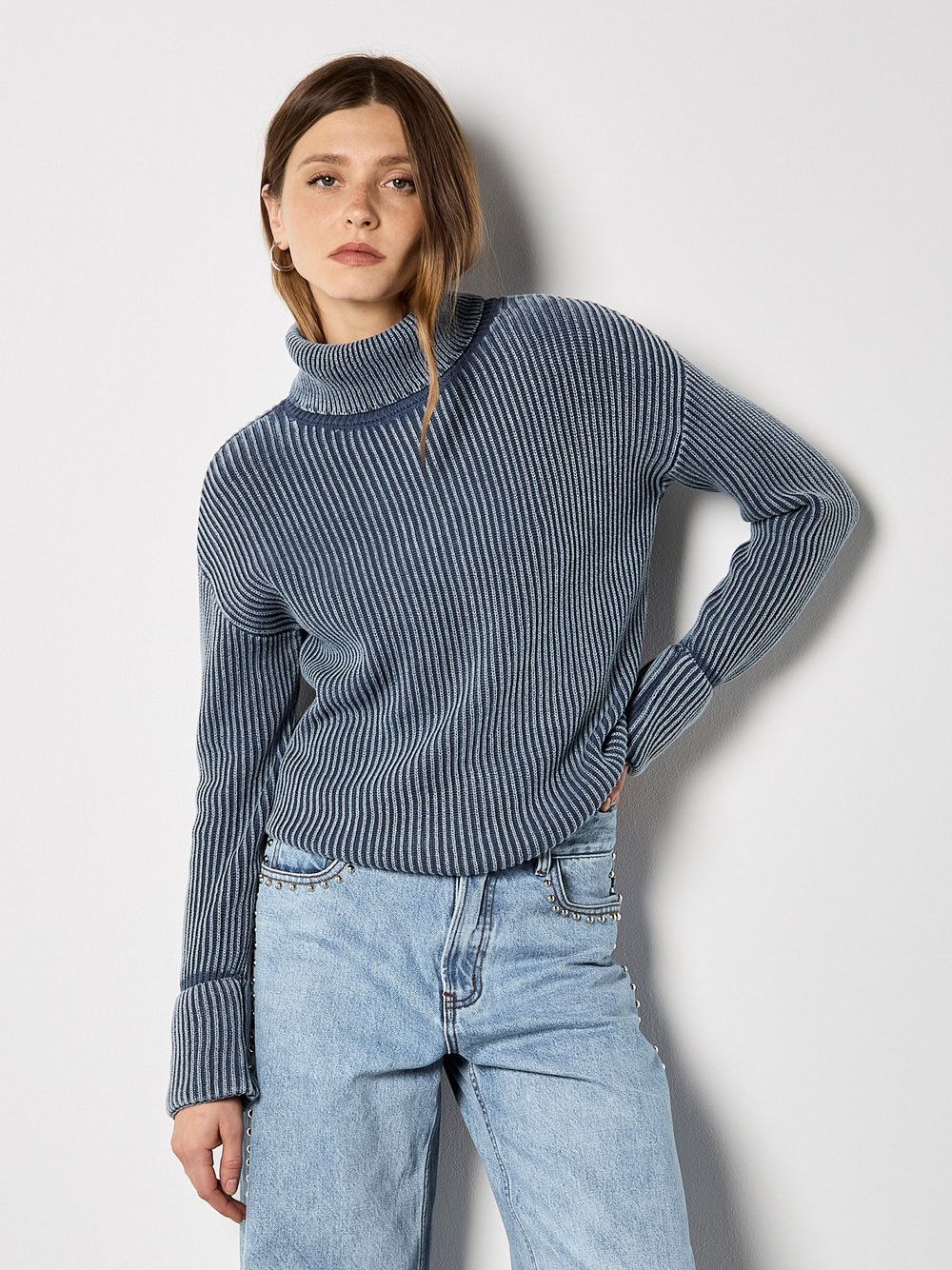 Thumbnail - Apricot Pullover Damen Baumwolle blau, 14