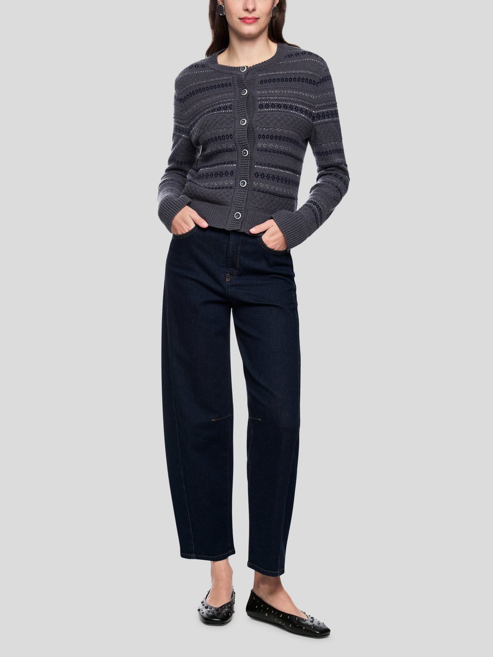 Thumbnail - Marc Cain Cardigan Damen Schurwolle blau gestreift, 34