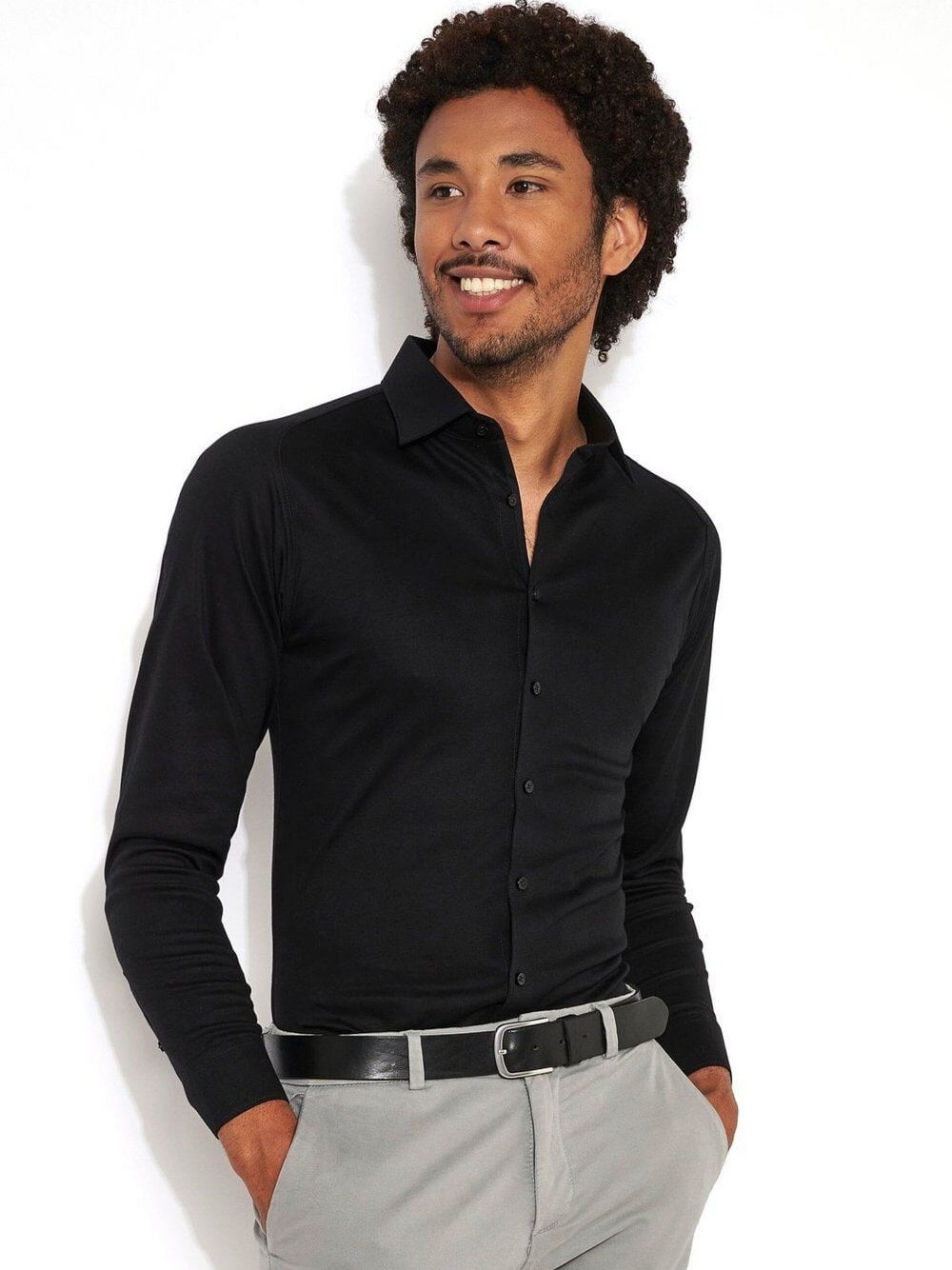 DESOTO Baumwollhemd Herren Slim Fit Baumwolle schwarz, XXL