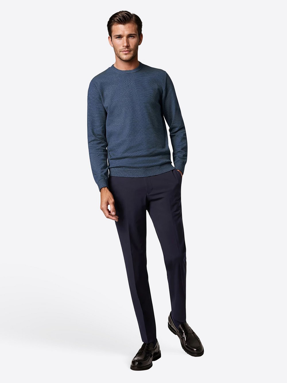 Pierre Cardin Pullover Herren Baumwolle blau gestreift, XL