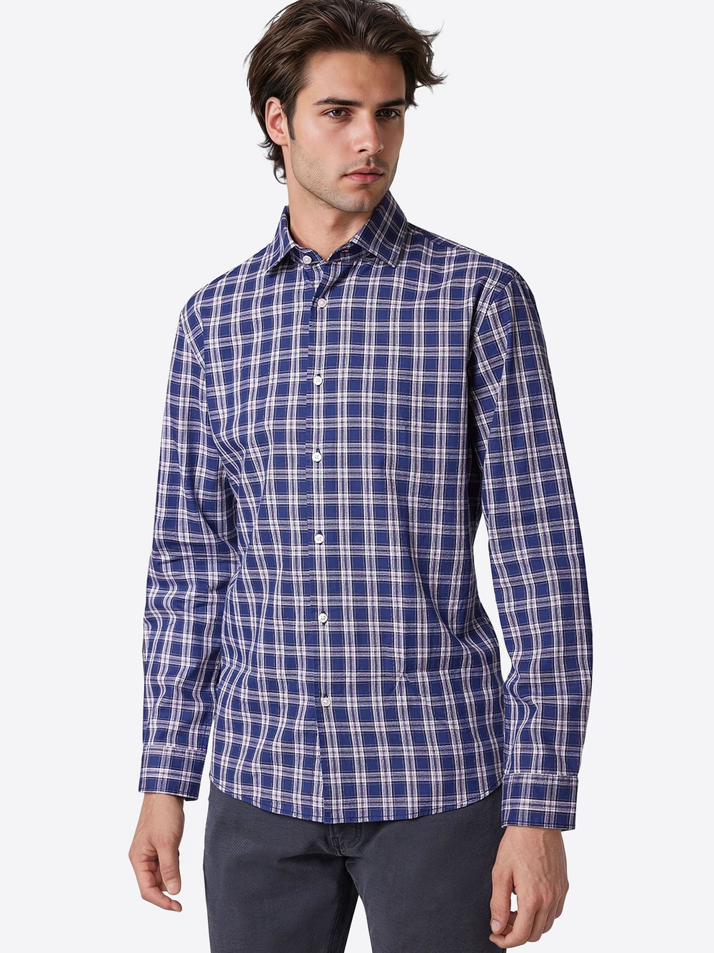 Thumbnail - Pierre Cardin Hemd Herren Regular Fit Baumwolle blau gestreift, XL