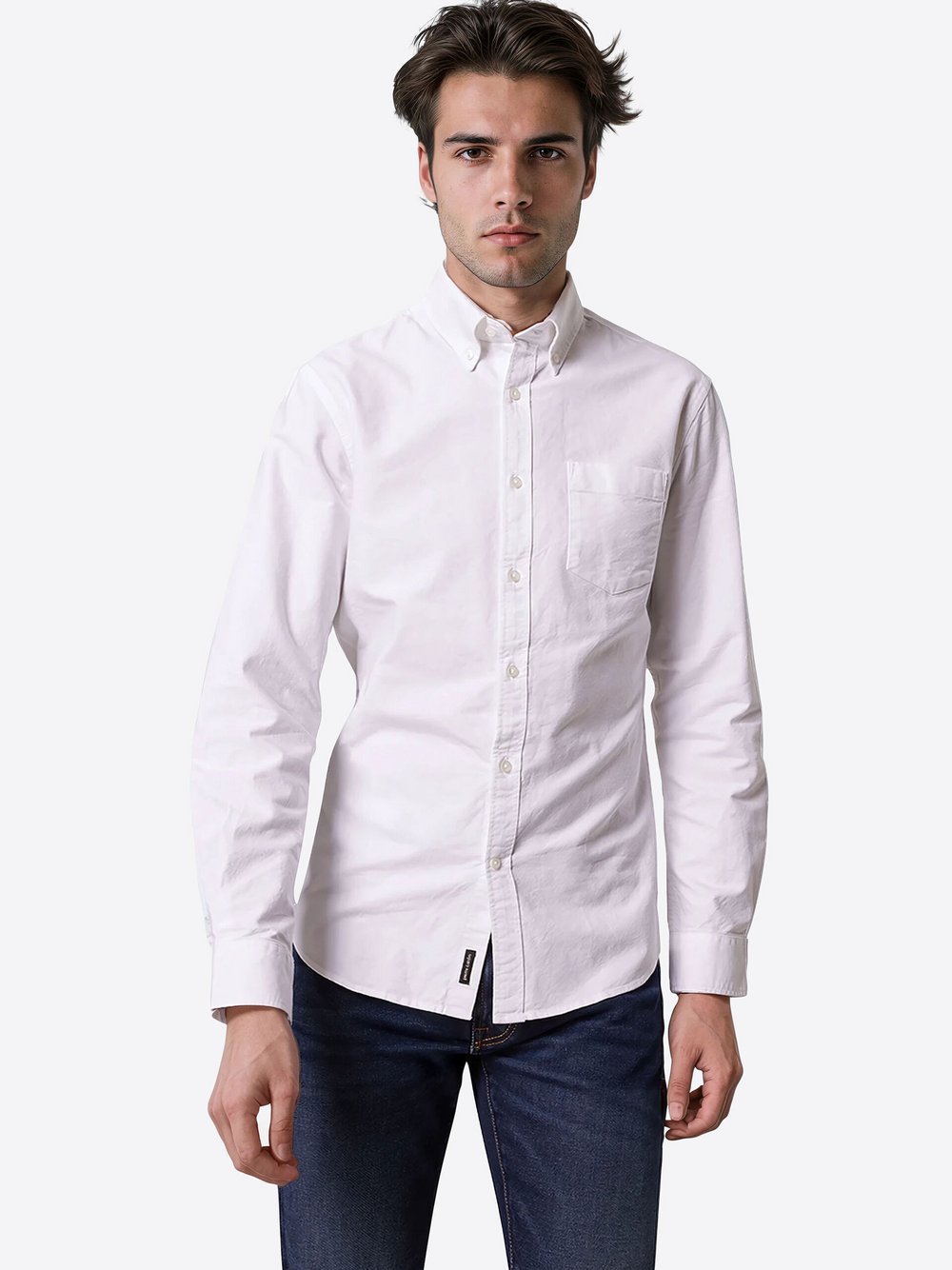 Pierre Cardin Hemd Herren Modern Fit Baumwolle weiß, M