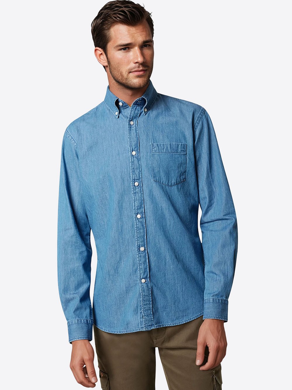 Thumbnail - Pierre Cardin Hemd Herren Regular Fit Baumwolle blau, L