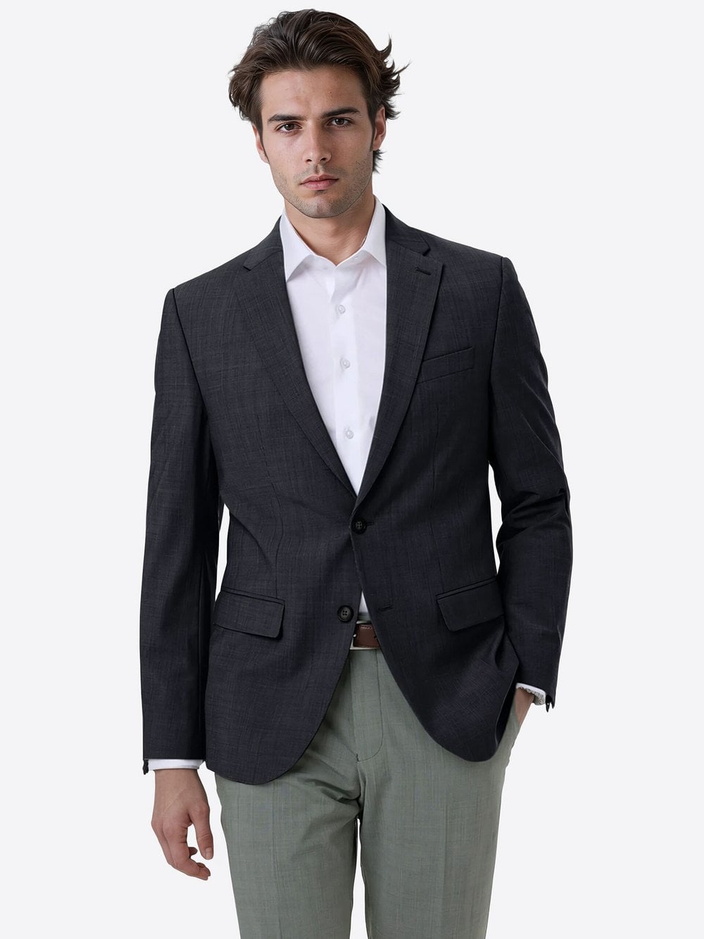 Pierre Cardin Sakko Herren Modern Fit Wolle grau, 27