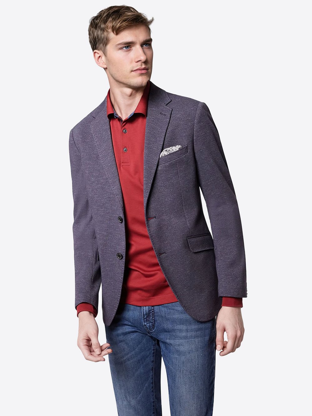 Pierre Cardin Sakko Lucas Herren Modern Fit Baumwolle blau, 28