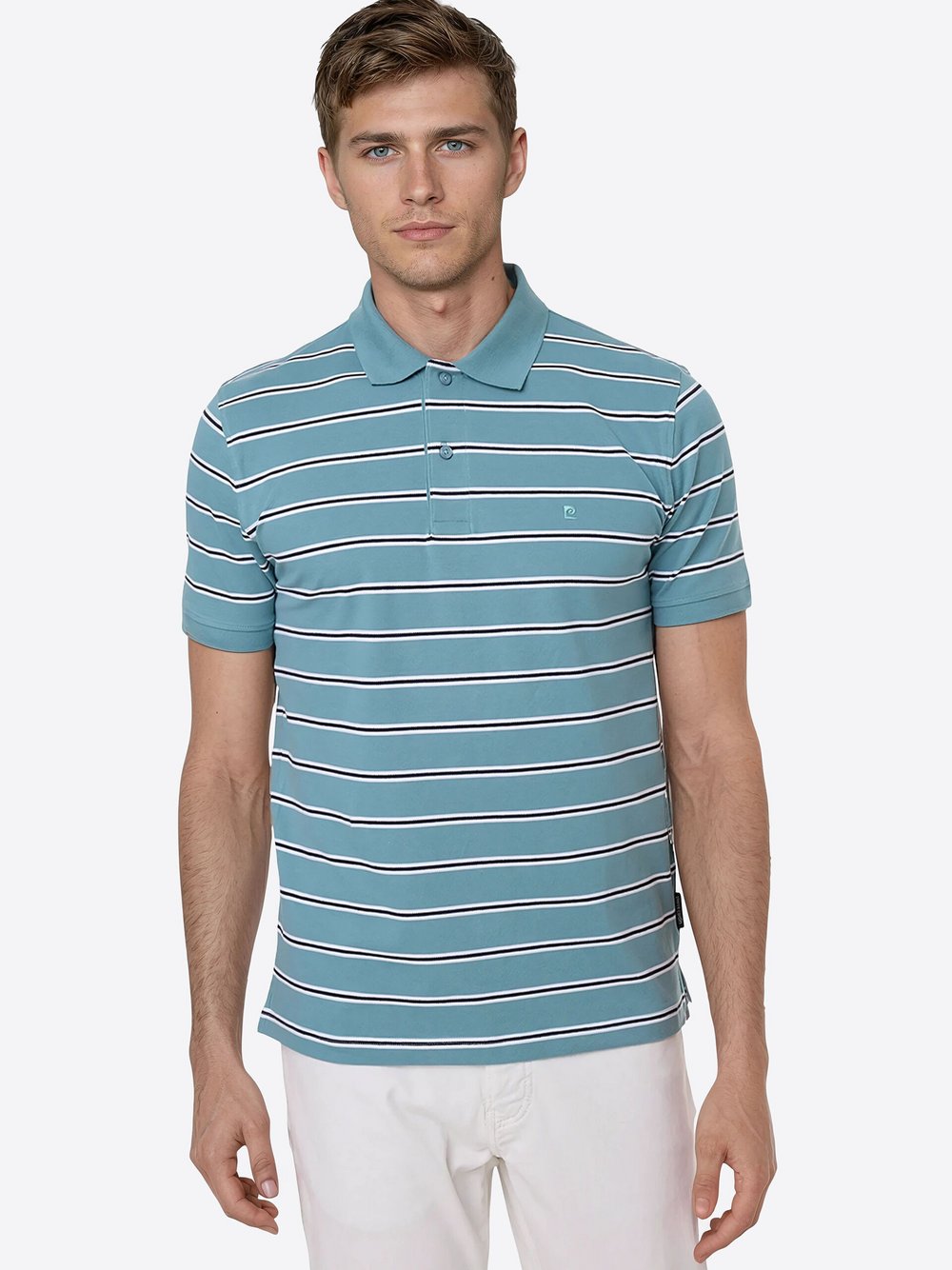 Thumbnail - Pierre Cardin Polo-Shirt Herren Baumwolle grau gestreift, S