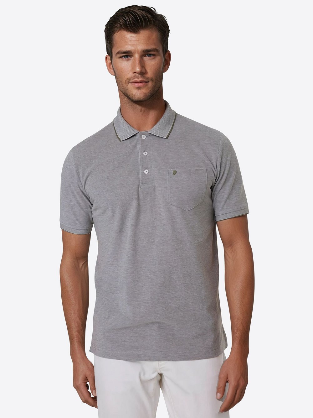 Thumbnail - Pierre Cardin Polo-Shirt Herren Baumwolle grau meliert, M