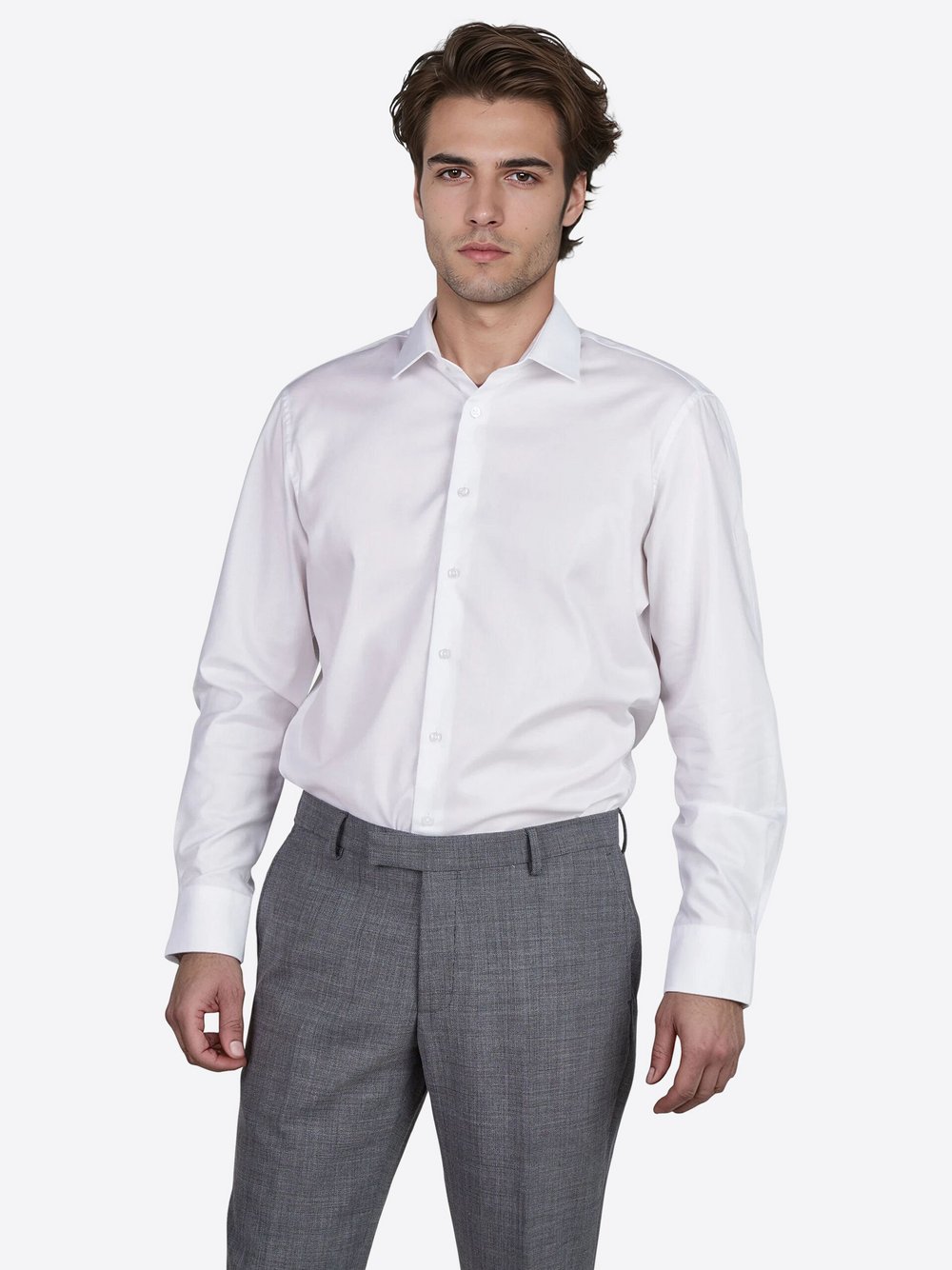 Pierre Cardin Hemd Herren Regular Fit Baumwolle weiß, 39