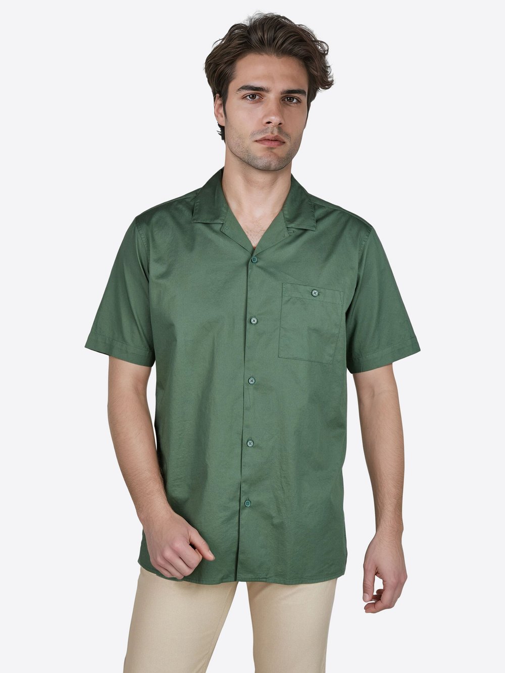 Thumbnail - Pierre Cardin Hemd BOXY-RESORT Herren Regular Fit Baumwolle grün, S