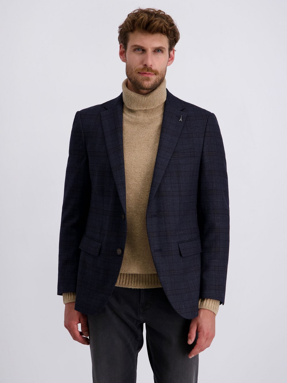 Pierre Cardin Sakko Grant Herren Modern Fit Baumwolle blau kariert, 54