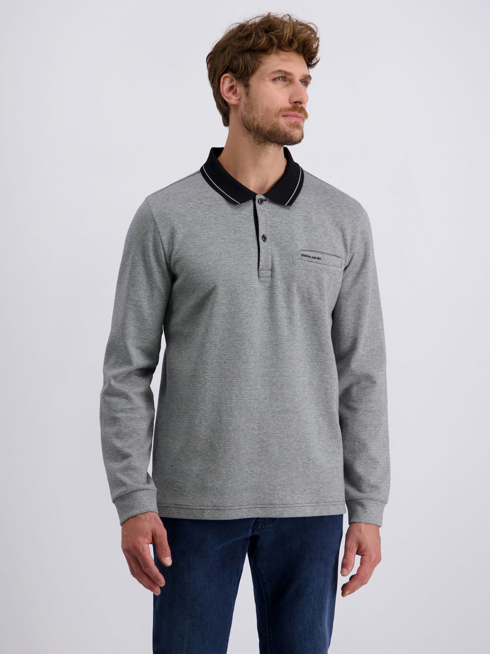 Pierre Cardin Langarmshirt Herren Baumwolle schwarz, XXL