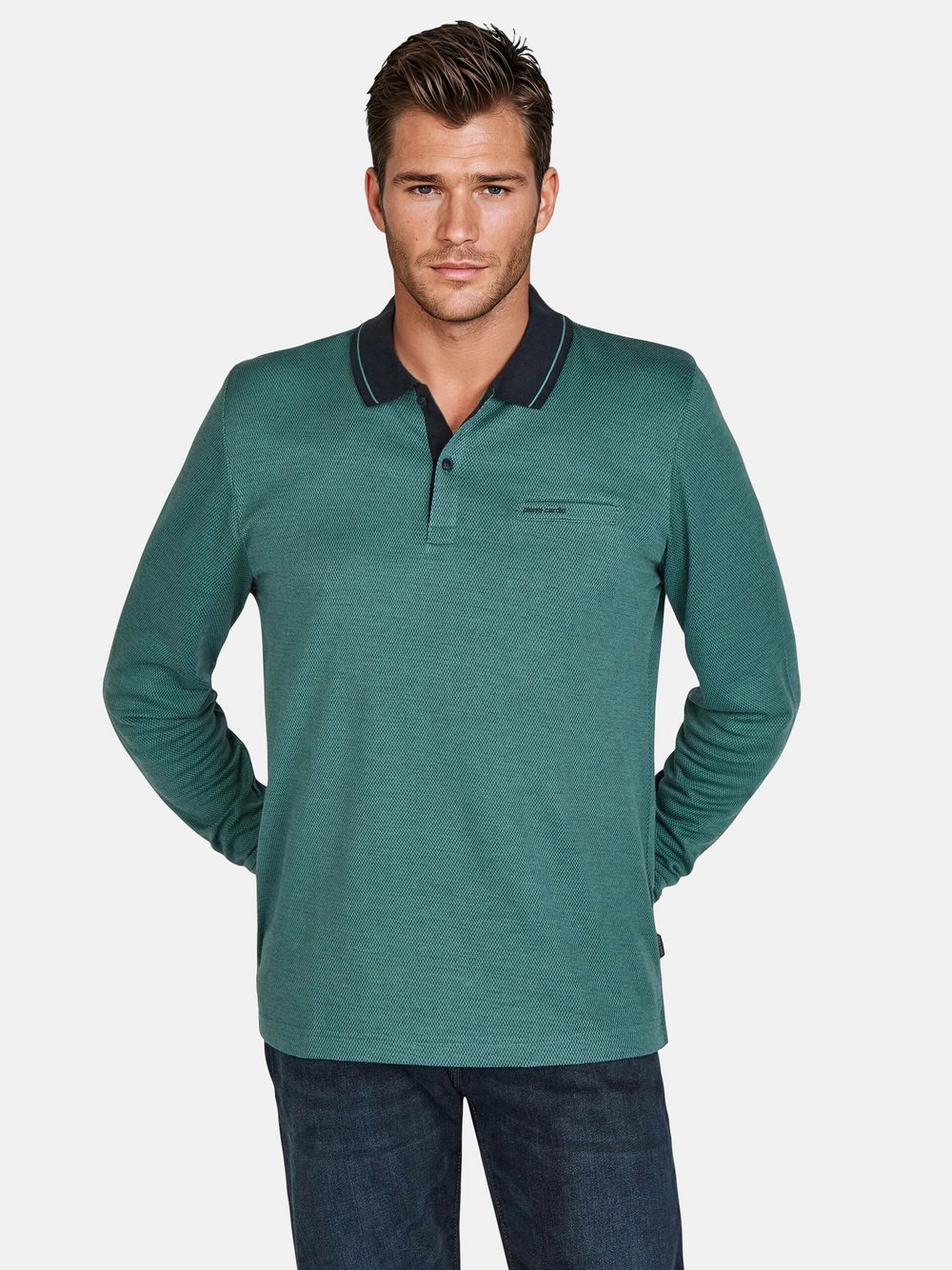 Thumbnail - Pierre Cardin Langarmshirt Herren Baumwolle grün, XL