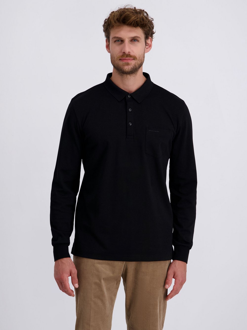 Pierre Cardin Langarmshirt Herren Baumwolle schwarz, XXL