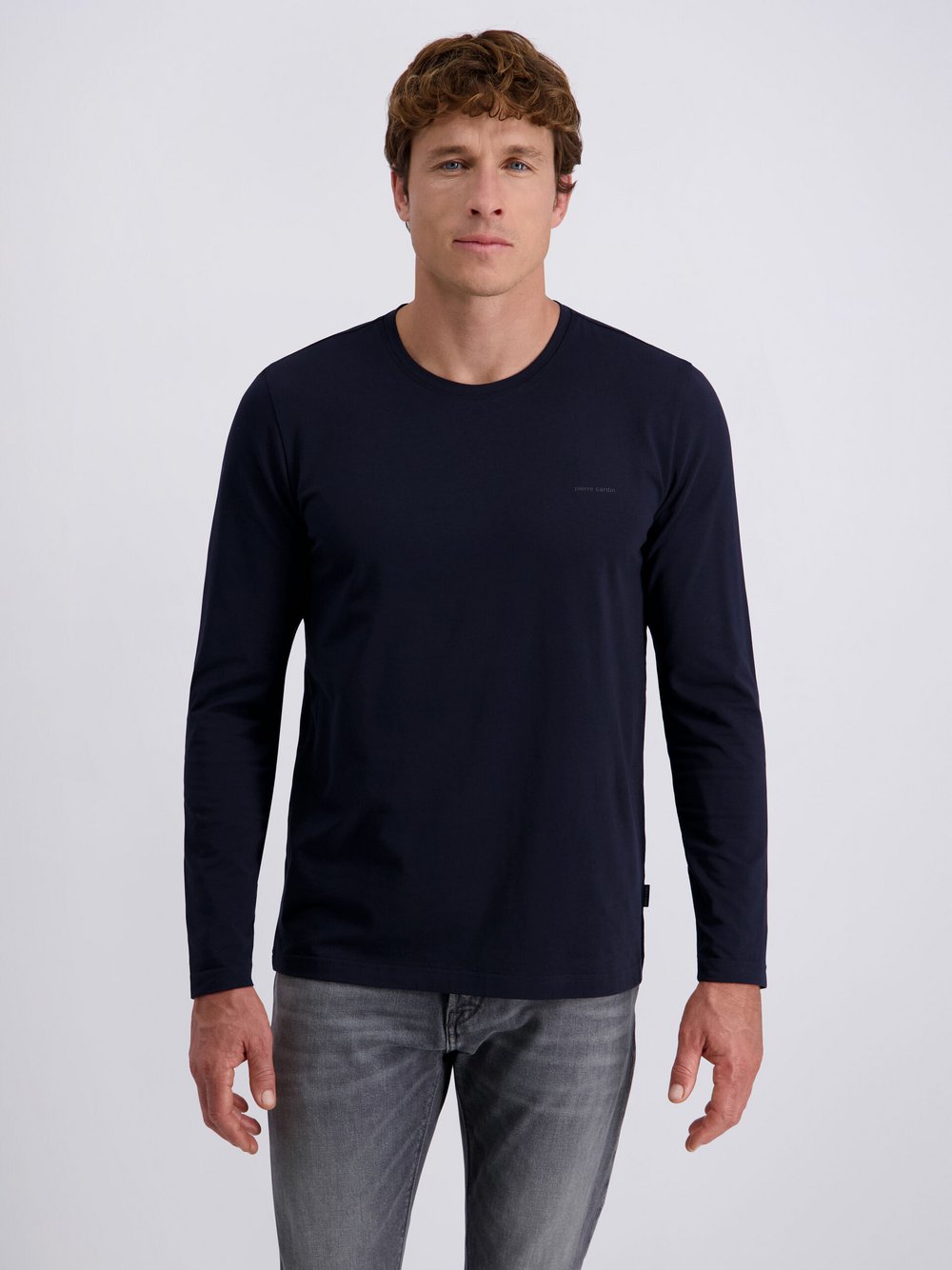 Pierre Cardin Langarmshirt Herren Baumwolle blau, S