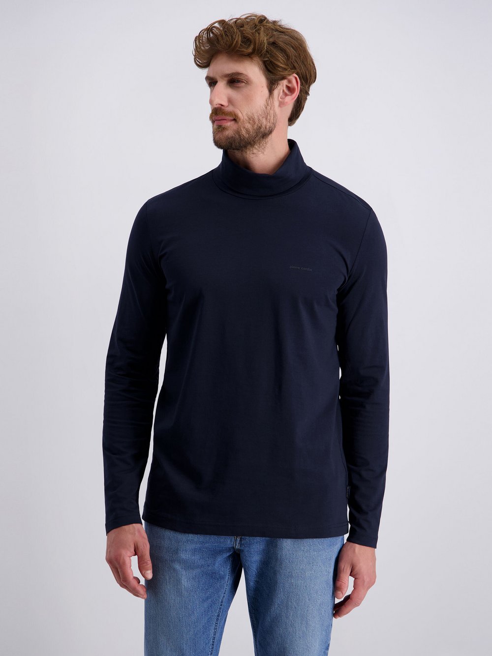 Pierre Cardin Langarmshirt Herren Baumwolle blau, M