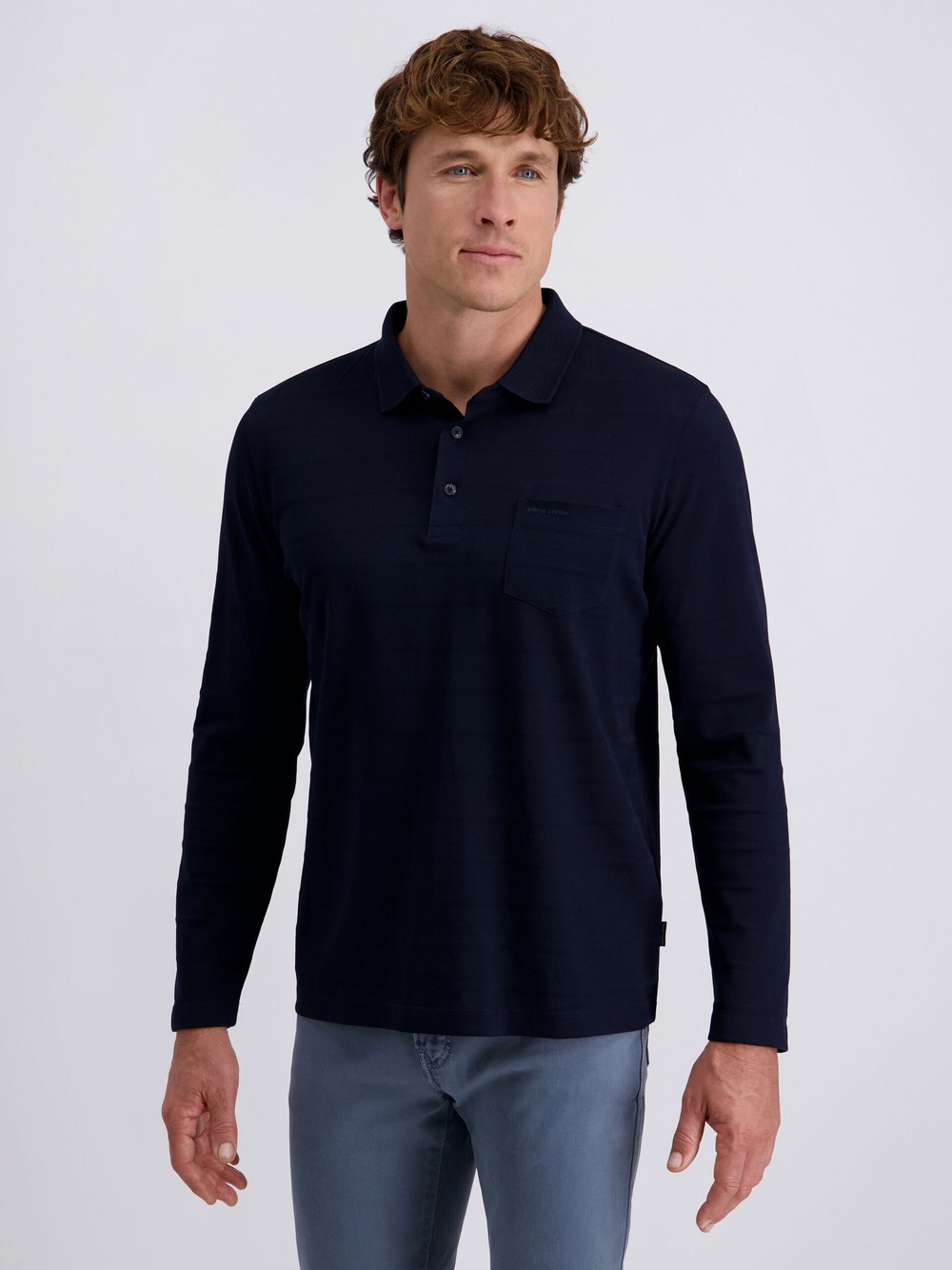 Pierre Cardin Langarmshirt Herren Baumwolle blau, L