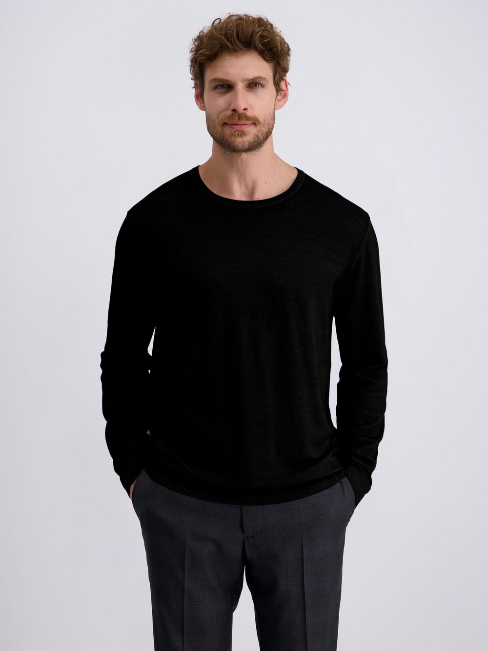 Thumbnail - Pierre Cardin Pullover Herren Wolle schwarz, L