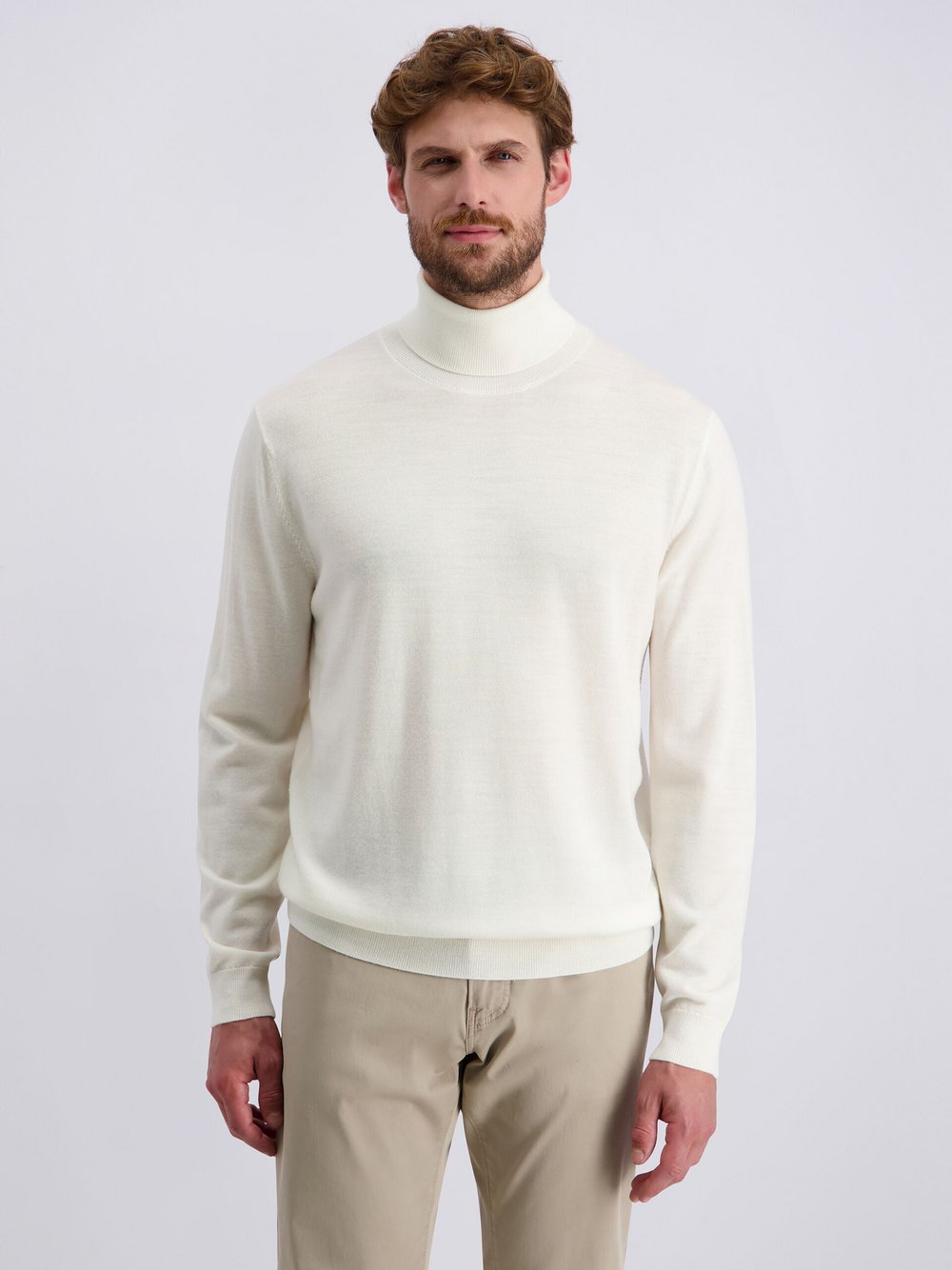 Thumbnail - Pierre Cardin Rollkragenpullover Herren Wolle weiß, L