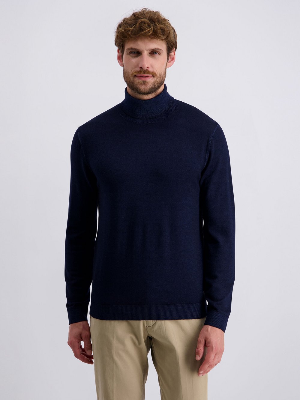 Pierre Cardin Rollkragenpullover Herren Wolle blau, M