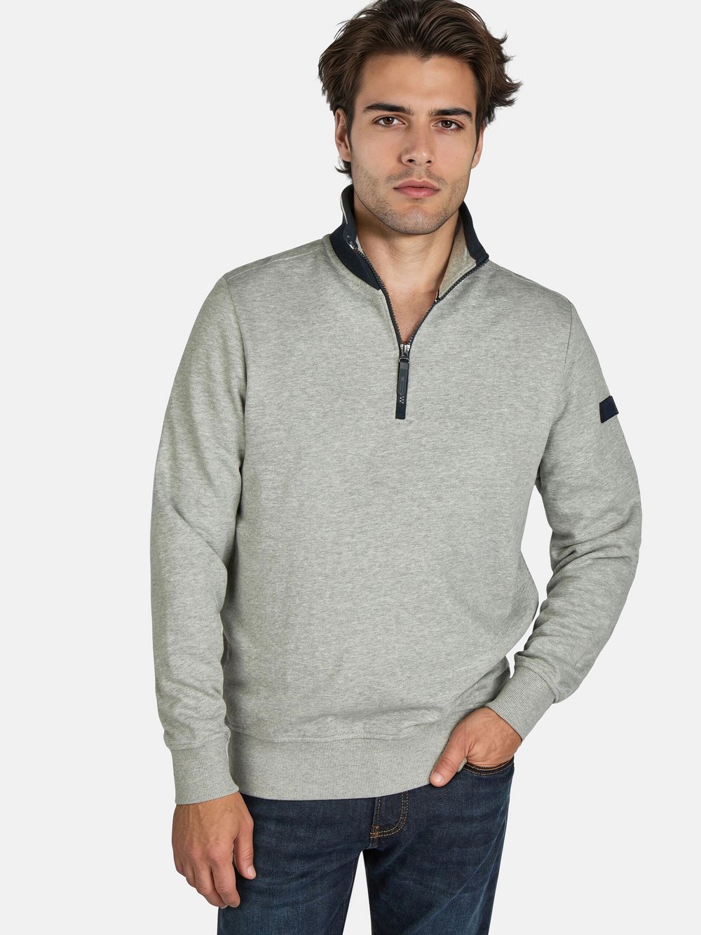 Thumbnail - Pierre Cardin Pullover Herren Baumwolle grau, L