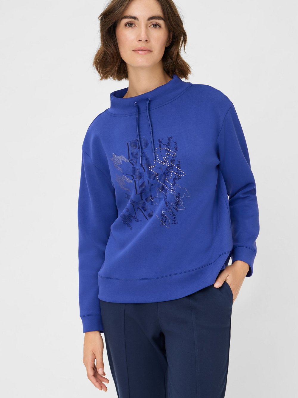 Olsen Sweatshirt Damen blau bedruckt, 44