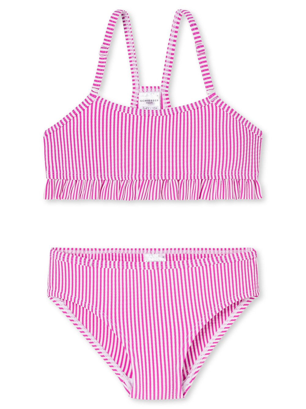 Thumbnail - Schiesser Bustier-Bikini  Mädchen pink gestreift, 104