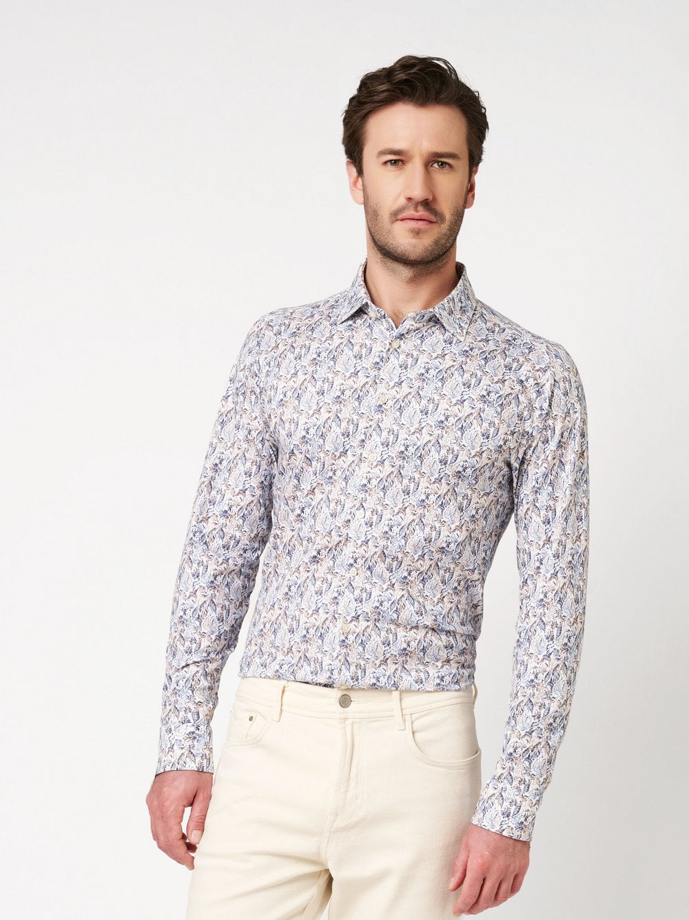 DESOTO Jerseyhemd Herren Slim Fit Baumwolle grün gepunktet, S