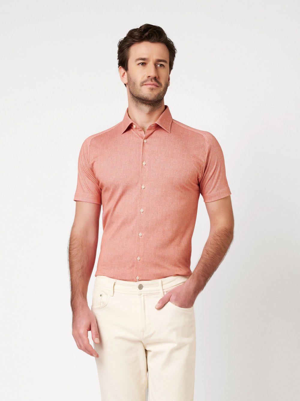 DESOTO Jerseyhemd Herren Slim Fit Baumwolle orange, M