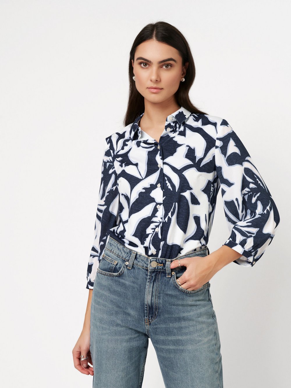 DESOTO Bluse Damen Baumwolle blau bedruckt, 38