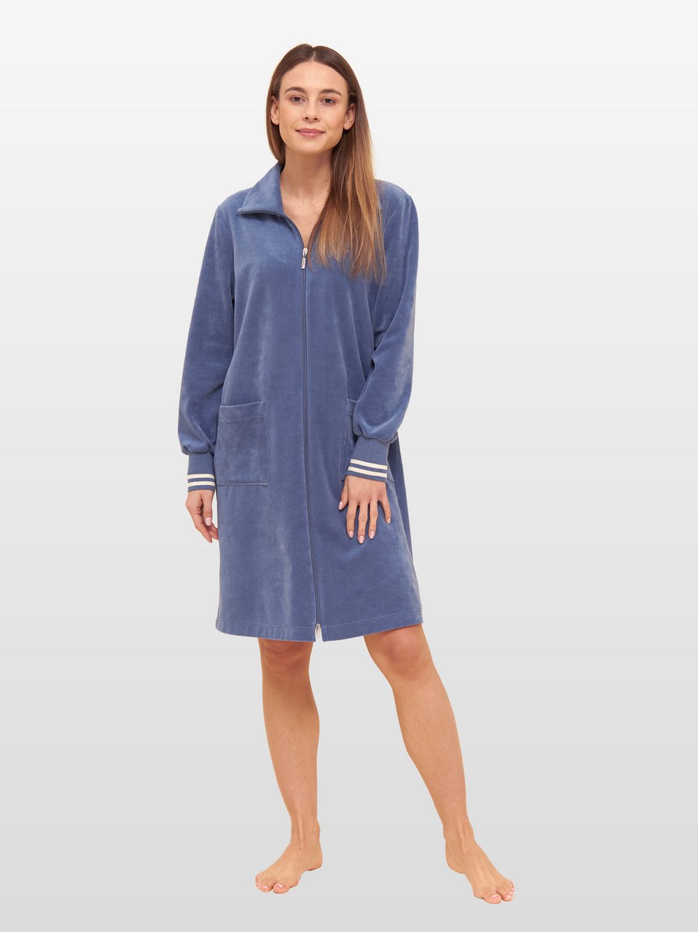 Rösch Morgenmantel  Damen Jersey blau, 36