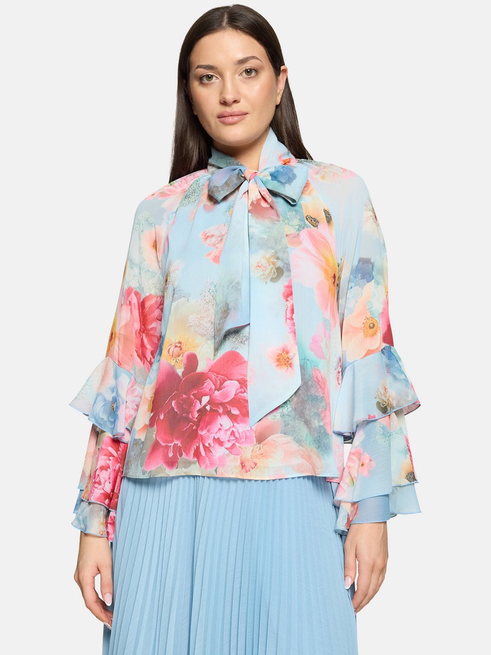 Vera Mont Chiffonbluse Damen blau gemustert, 34