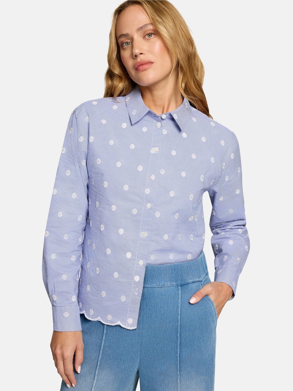 zero Bluse Damen blau gestreift, 38