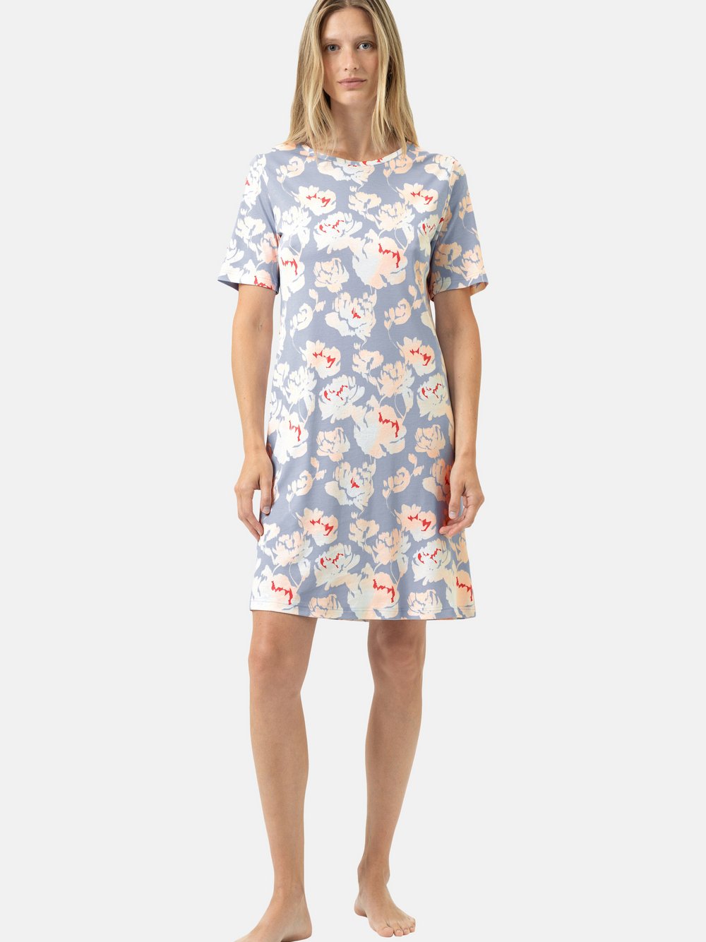 Mey Nachthemd Damen Baumwolle blau gemustert, 42