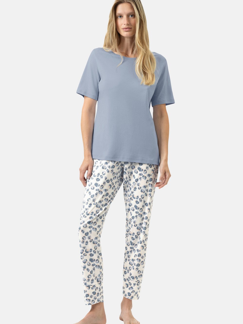 Mey Schlafanzug Damen Baumwolle blau gemustert, 38