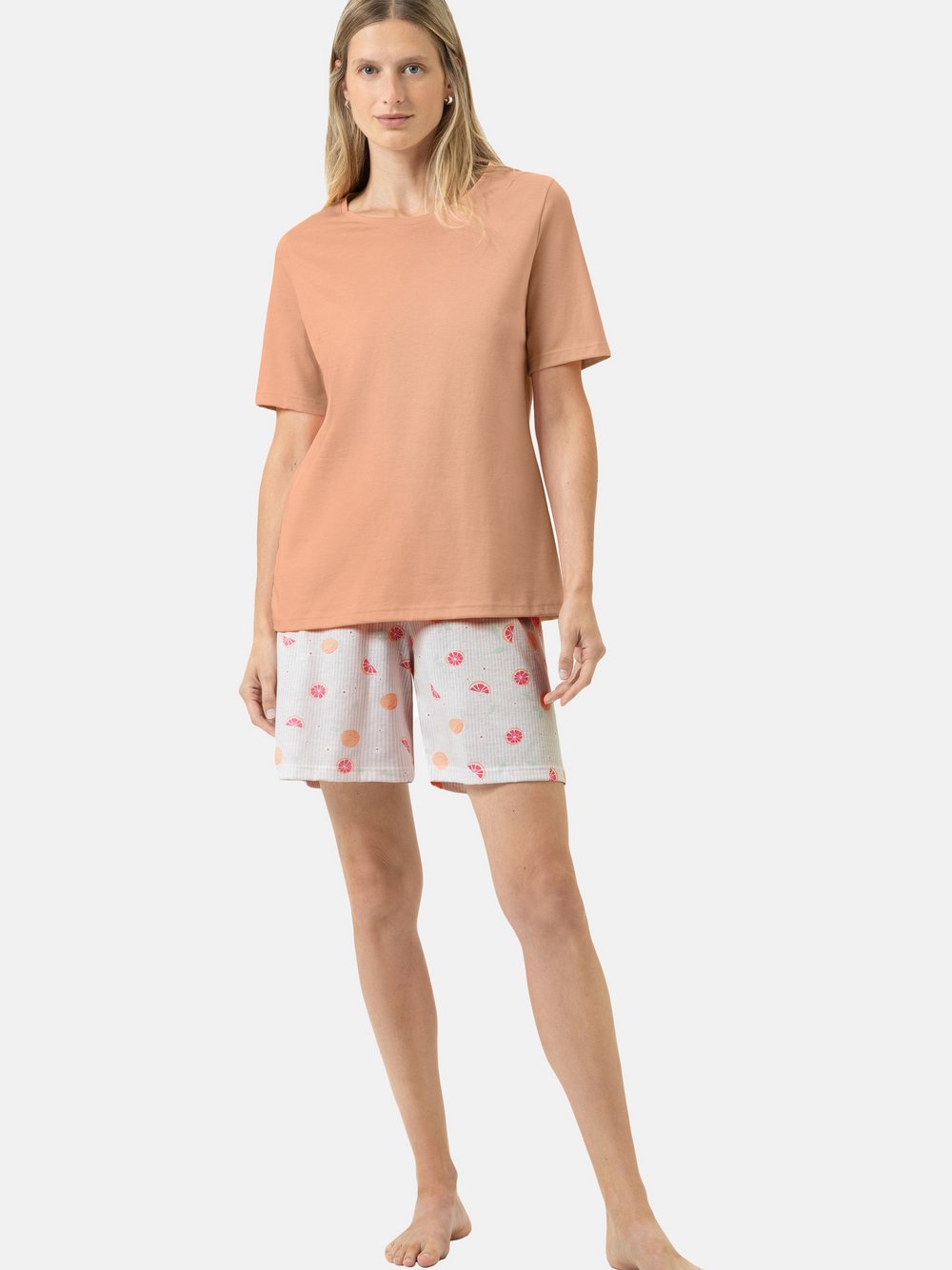 Mey Schlafanzug Damen Baumwolle orange gemustert, 38