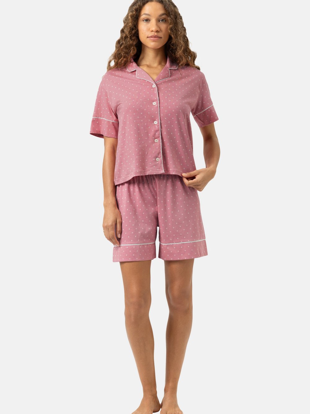 Mey Schlafanzug Damen Baumwolle rosa gepunktet, 40