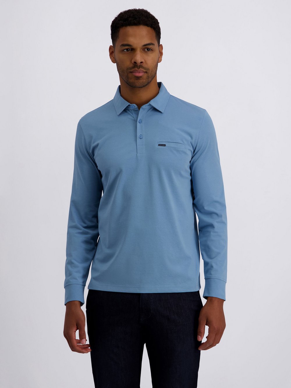 Thumbnail - Pierre Cardin Langarm-Poloshirts Herren Baumwolle blau, M