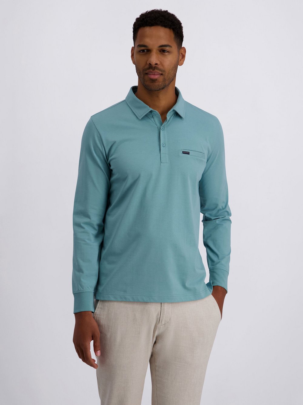 Pierre Cardin Langarm-Poloshirts Herren Baumwolle blau, M